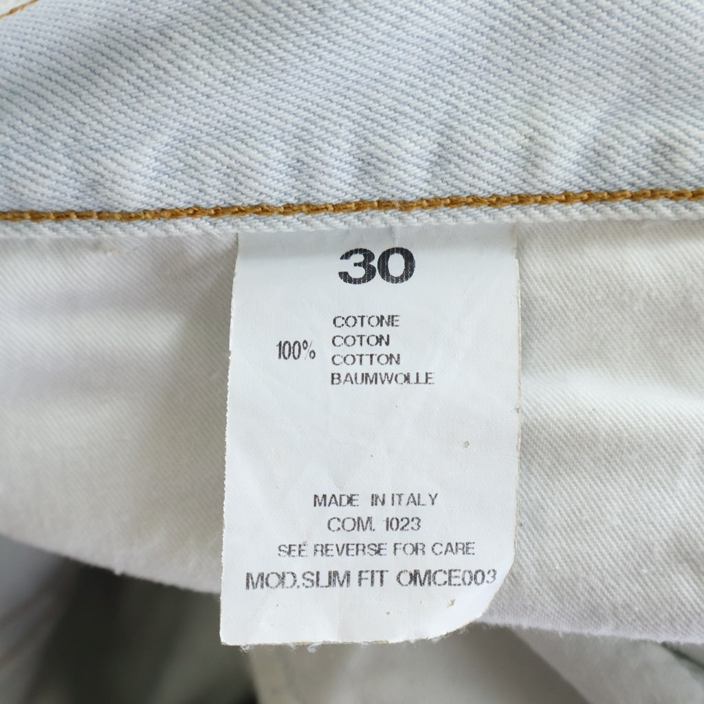 OFF-WHITE(オフホワイト) スリムフィット ハードクラッシュ デニムパンツ OMCE003 インディゴ