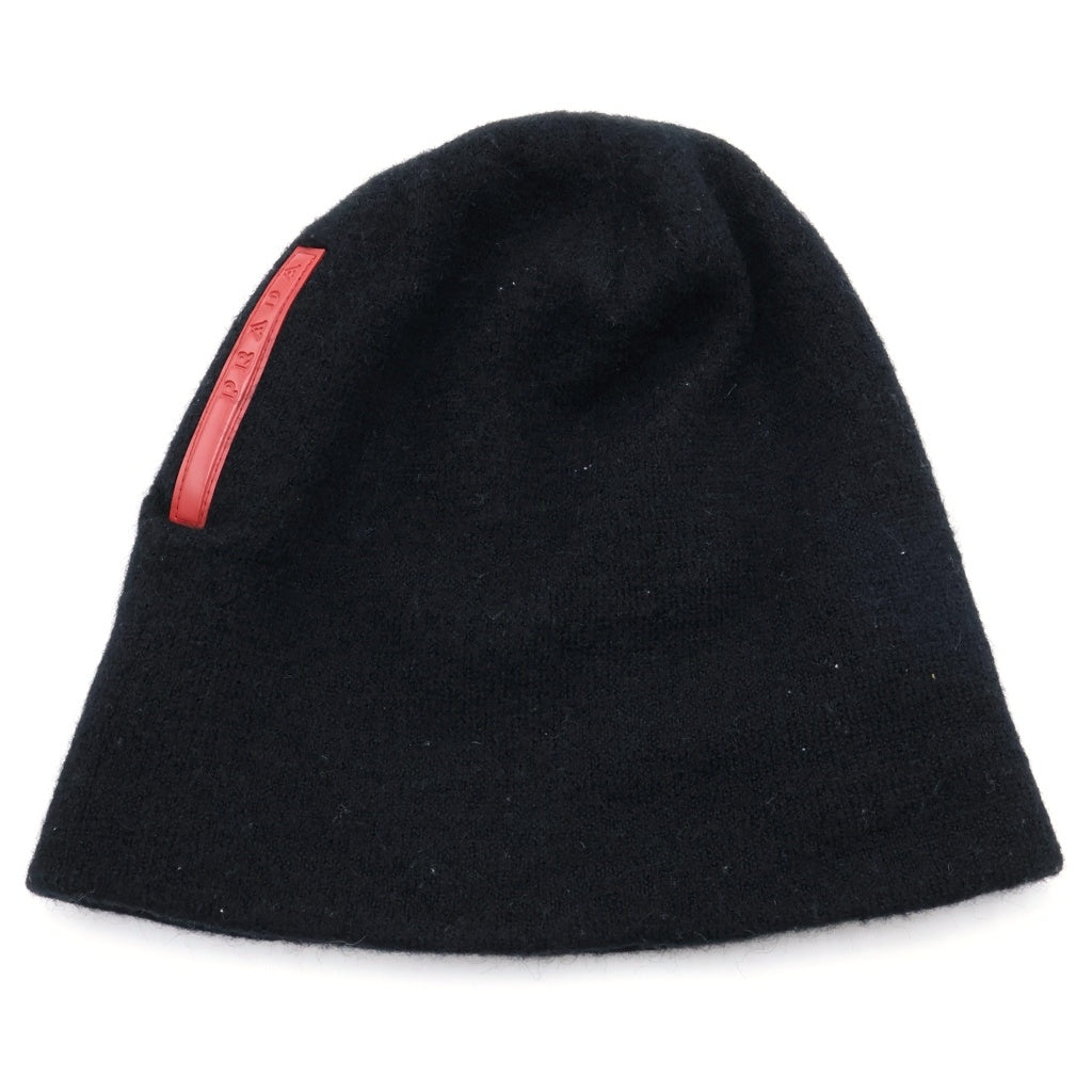 PRADA SPORT(プラダ スポーツ) ロゴ赤ラベル ビーニー ブラック