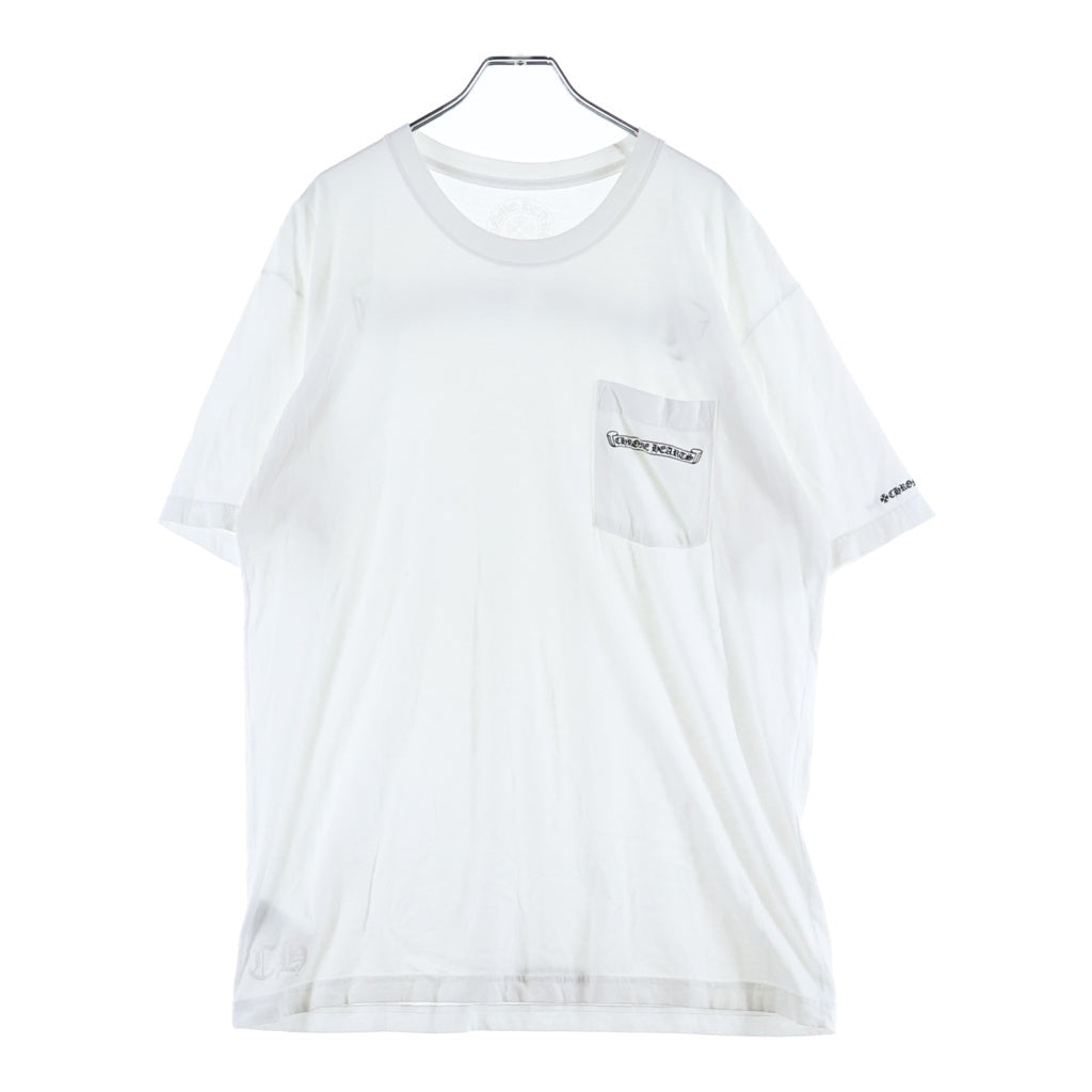CHROME HEARTS(クロムハーツ) SCROLL LABEL S/S TEE スクロールラベル チェストポケット バックロゴプリント クルーネック半袖Tシャツ カットソー ホワイト