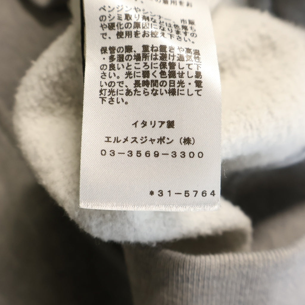 HERMES(エルメス) 23AW シュヴォー・アン・シンメトリー レザーパッチ プルオーバー パーカー フーディ