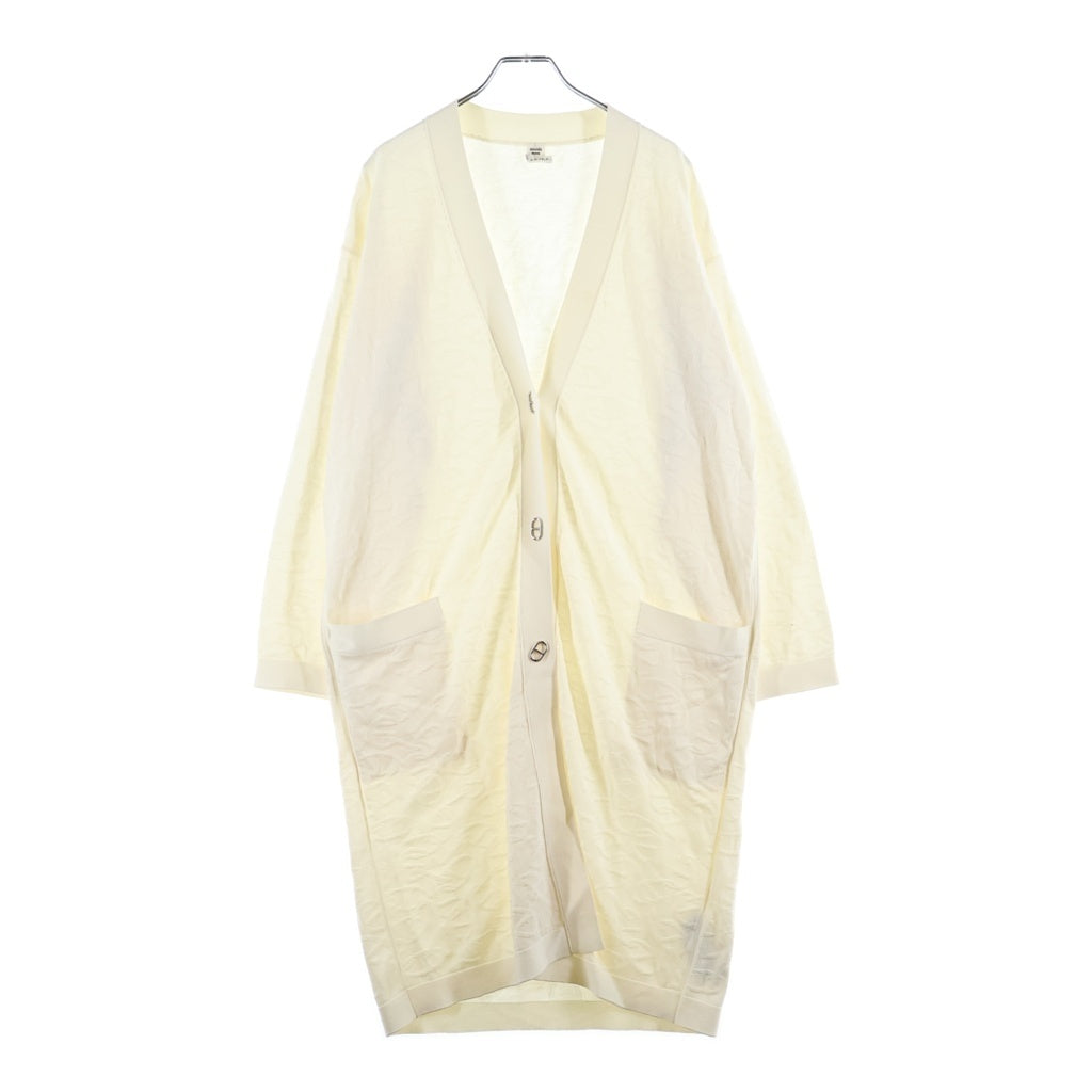 HERMES(エルメス) 24SS Naoussa ナウサ ニット カーディガン ロング丈 シェーヌダンクル 総柄 レディース ベージュ