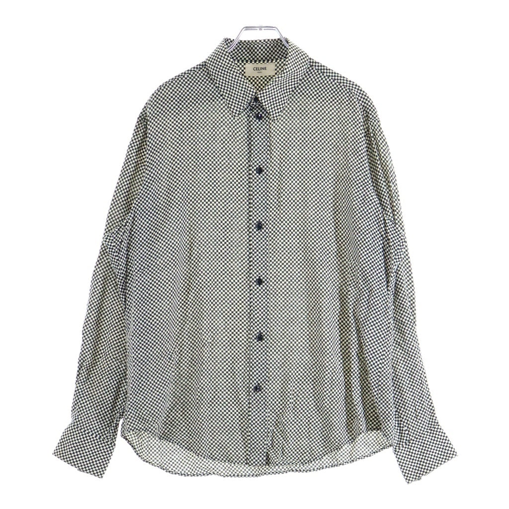 CELINE(セリーヌ) 21SS THE DANCING KID レーヨン チェック 長袖シャツ ブラック/ホワイト 2C028329M