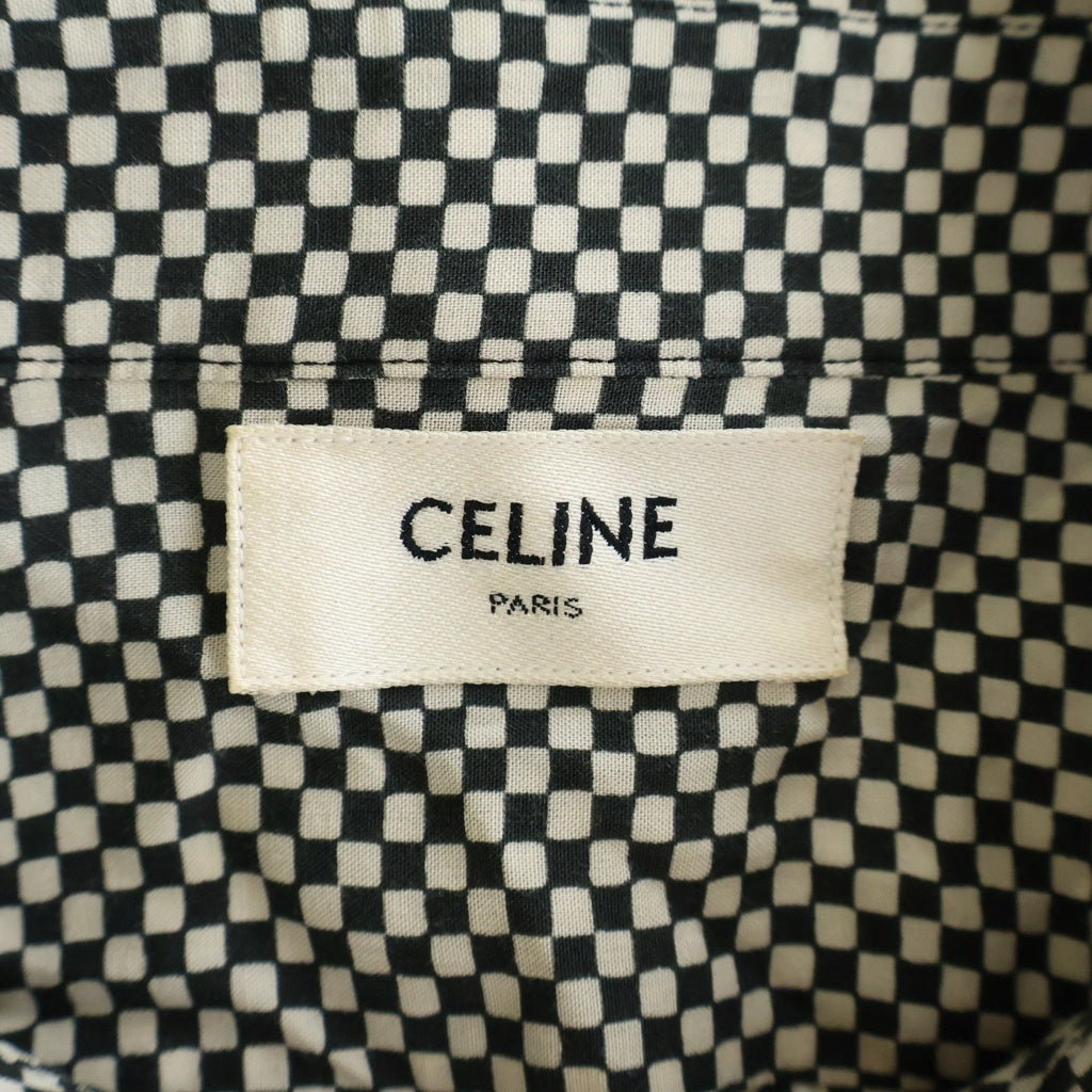 CELINE(セリーヌ) 21SS THE DANCING KID レーヨン チェック 長袖シャツ ブラック/ホワイト 2C028329M