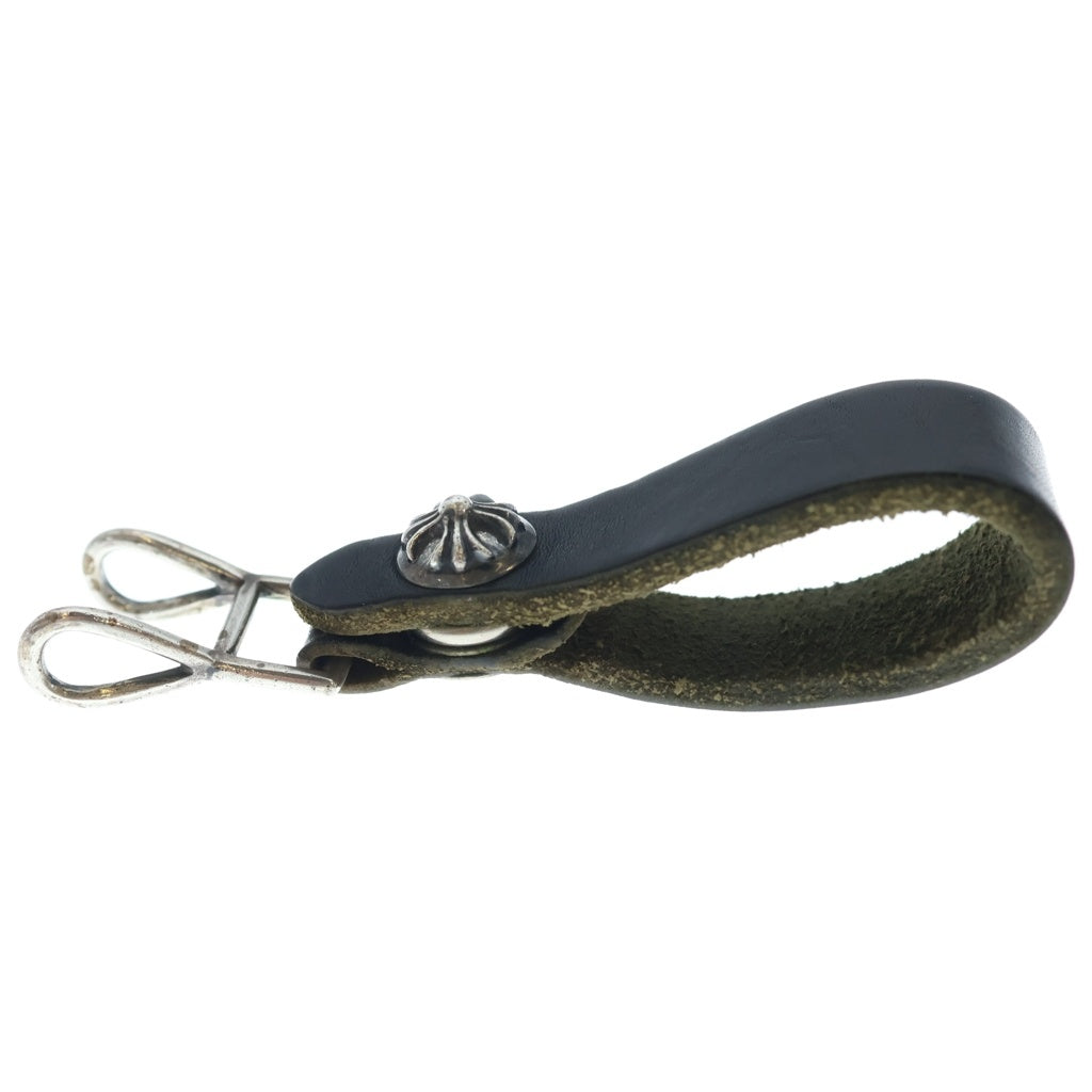 CHROME HEARTS(クロムハーツ) BELT LOOP クロスボールボタンレザーベルトループ シルバー/ブラック BCA397