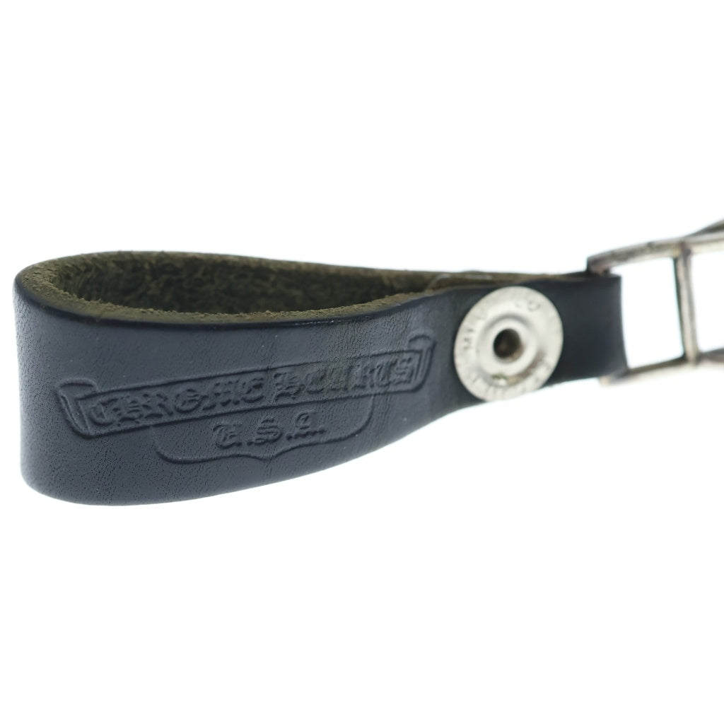 CHROME HEARTS(クロムハーツ) BELT LOOP クロスボールボタンレザーベルトループ シルバー/ブラック BCA397