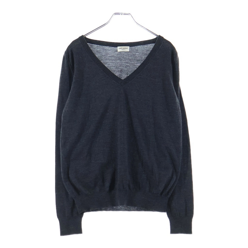 SAINT LAURENT PARIS(サンローランパリ) 13SS Vネック ウールニット 313837 ダークグレー