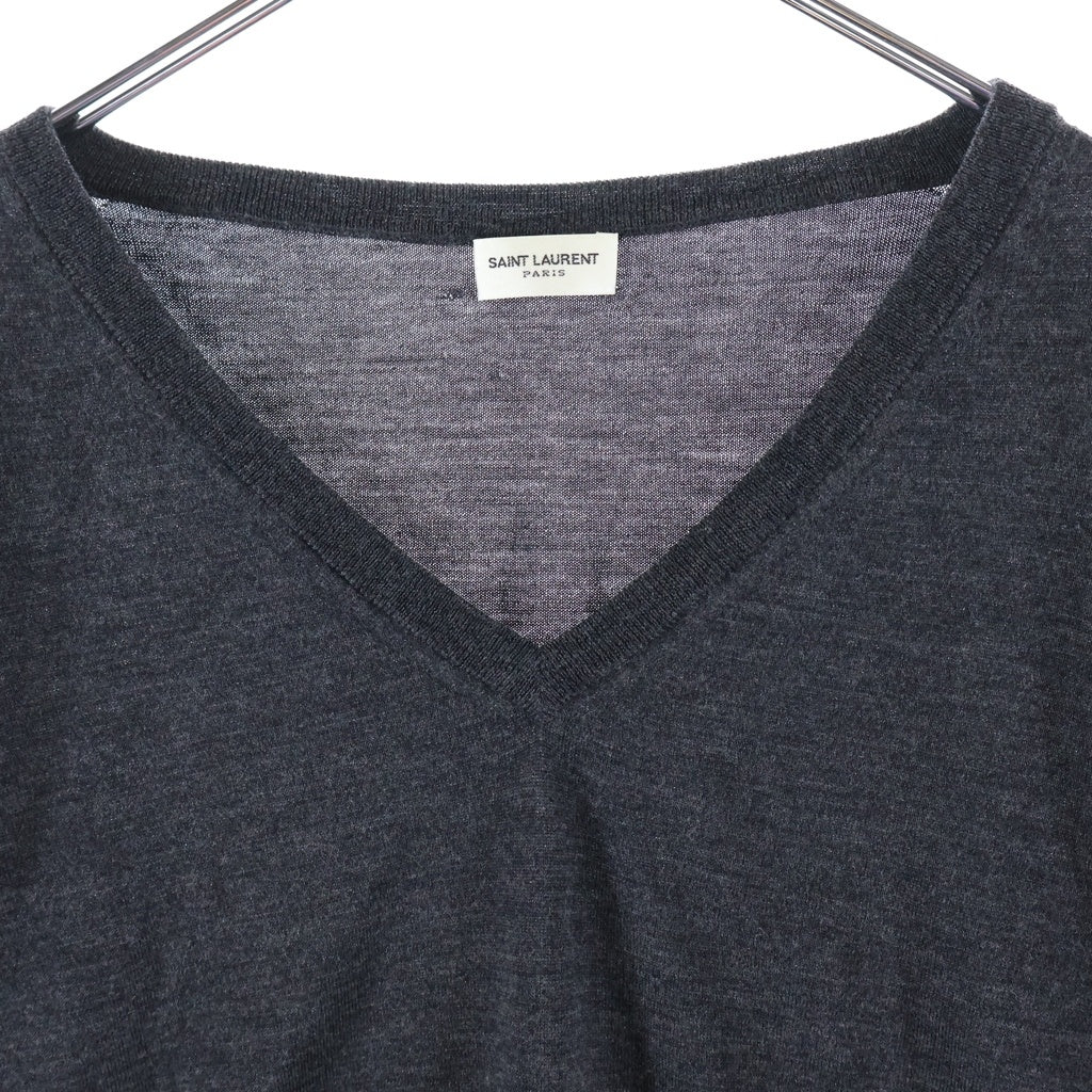 SAINT LAURENT PARIS(サンローランパリ) 13SS Vネック ウールニット 313837 ダークグレー