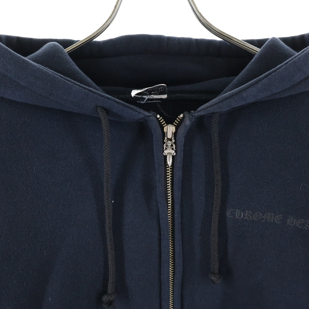 CHROME HEARTS(クロムハーツ) OLD SWTSHRT HD ZIP バックCHプラスプリント 裏地サーマル ジップアップパーカー ネイビー