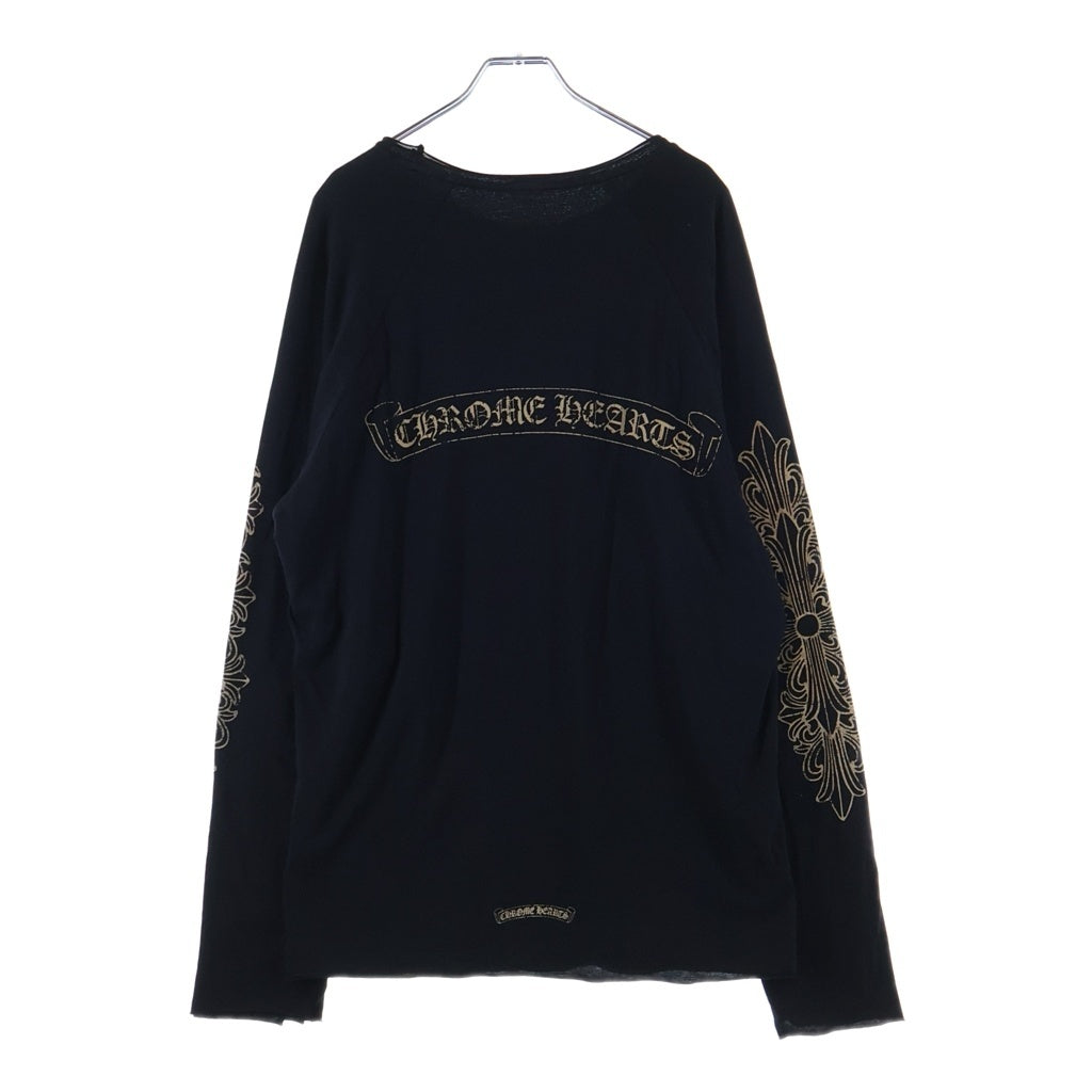 CHROME HEARTS(クロムハーツ) RIBBED L/S TEE オールド バックスクロールラベル フローラルクロス ブラック