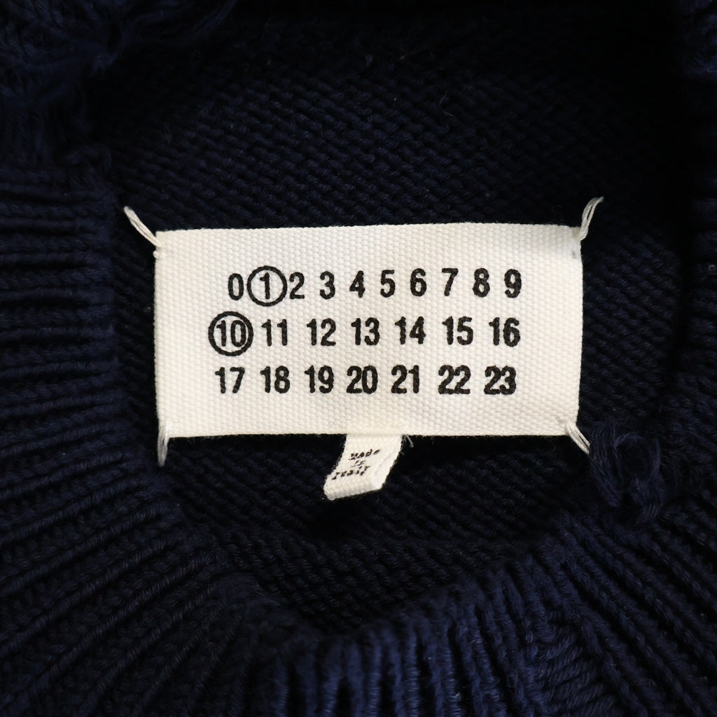 Maison Margiela(メゾンマルジェラ) 22SS ダメージ加工 クルーネック ニット コットン ネイビー S51GP0256