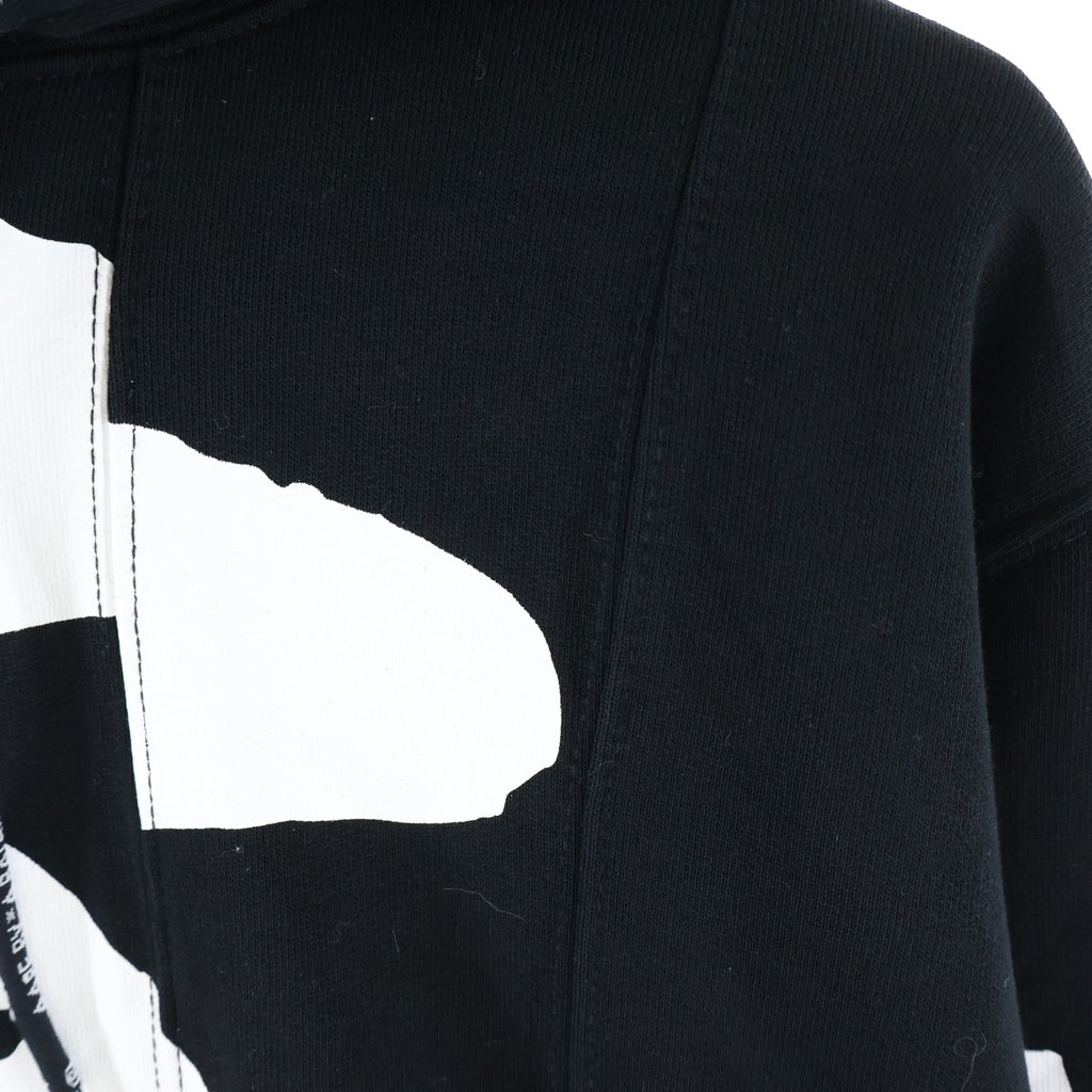 AAPE BY A BATHING APE(エーエイプバイアベイシングエイプ) スプリット パッチワークデザイン プルオーバーパーカー フーディー ブラック AAPSWM3357XX9