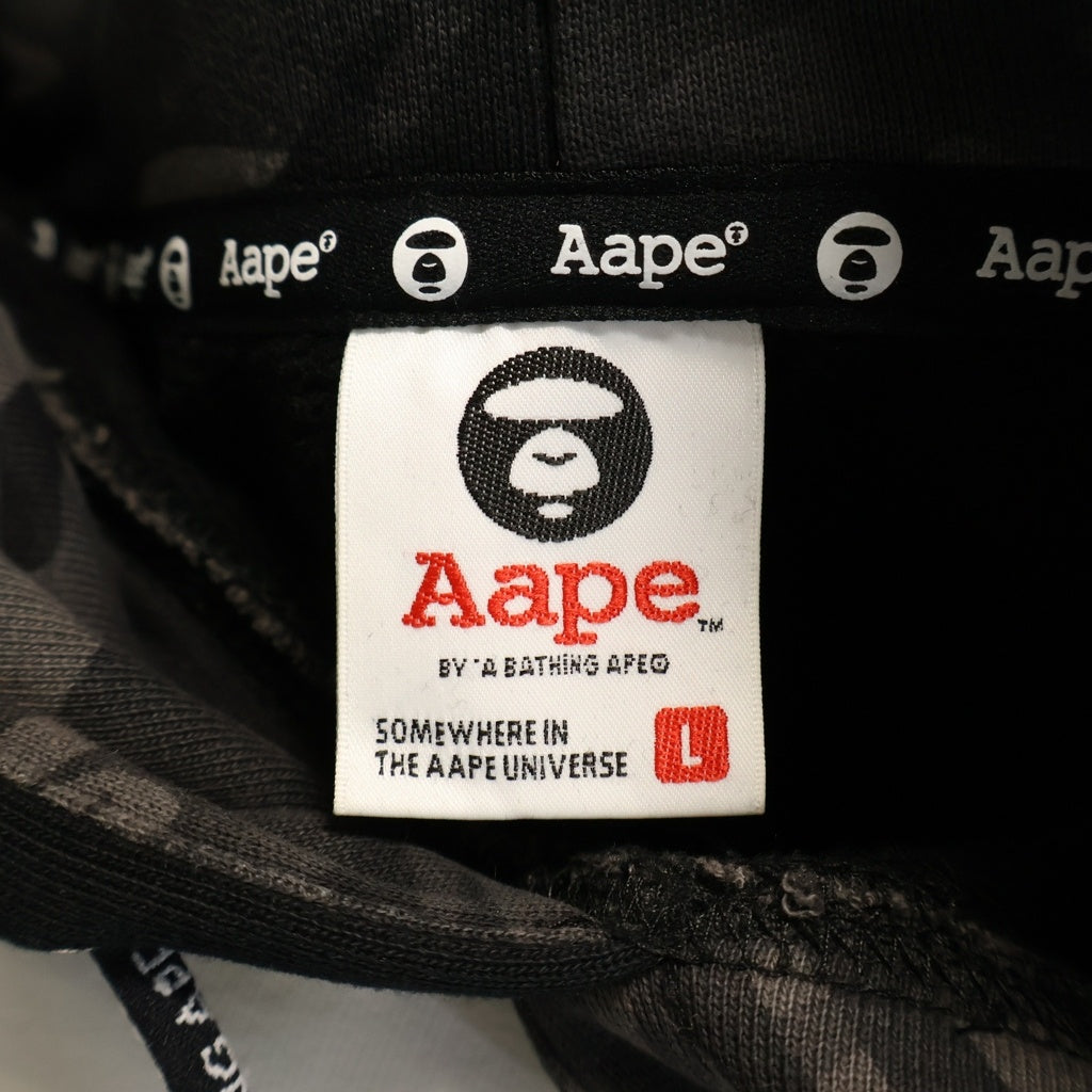 AAPE BY A BATHING APE(エーエイプバイアベイシングエイプ) スプリット パッチワークデザイン プルオーバーパーカー フーディー ブラック AAPSWM3357XX9