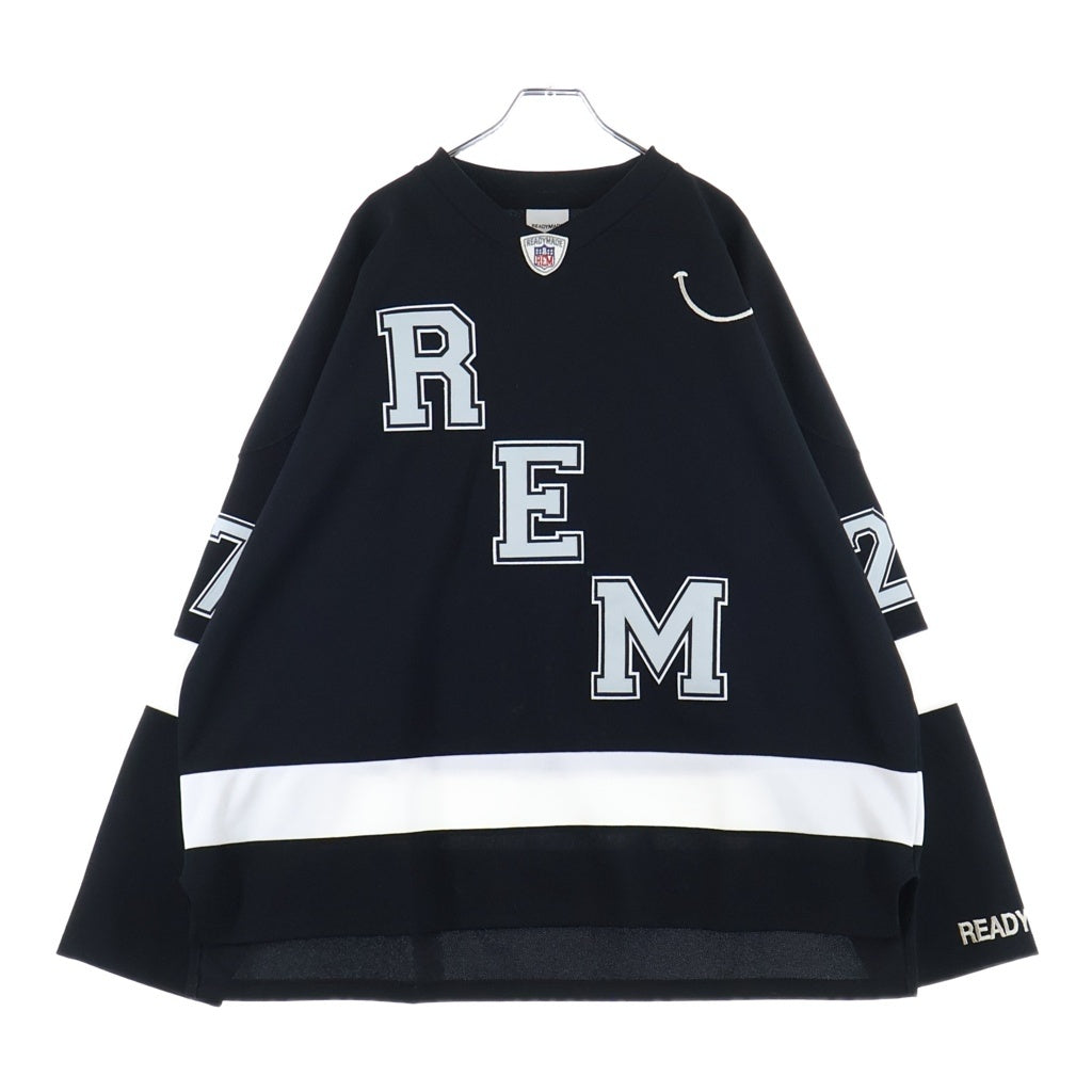READY MADE(レディメイド) GAME SHIRT SMILE スマイル刺繍 長袖ゲームシャツ ブラック RE-P0-BK-00-00-249