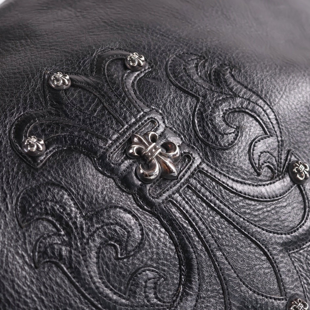 CHROME HEARTS(クロムハーツ) W SNP BS FLUER PATCH TOTE ダブルスナップ BSフレアパッチ レザー トートバッグ ブラック