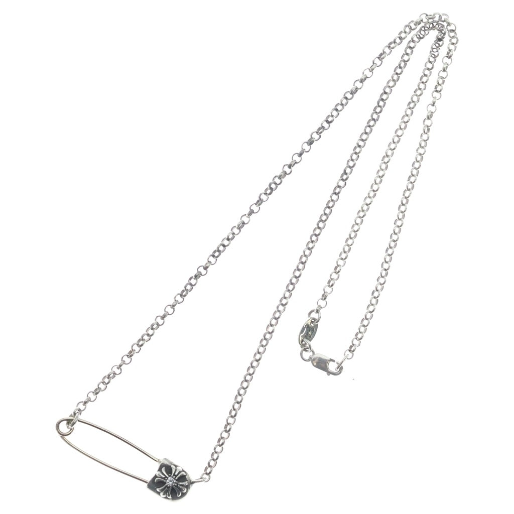 CHROME HEARTS(クロムハーツ) SAFETY PIN R18 1DIA セーフティピンロールチェーン 1ダイヤ シルバーネックレス