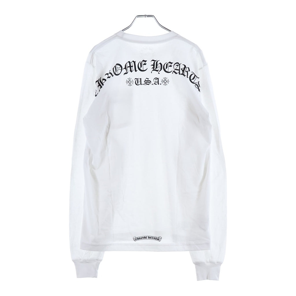 CHROME HEARTS(クロムハーツ) BACK ARCH LOGO SCROLL RABEL USA PRINT バックアーチロゴ スクロールラベル プリント ロングスリーブ 長袖Tシャツ ホワイト