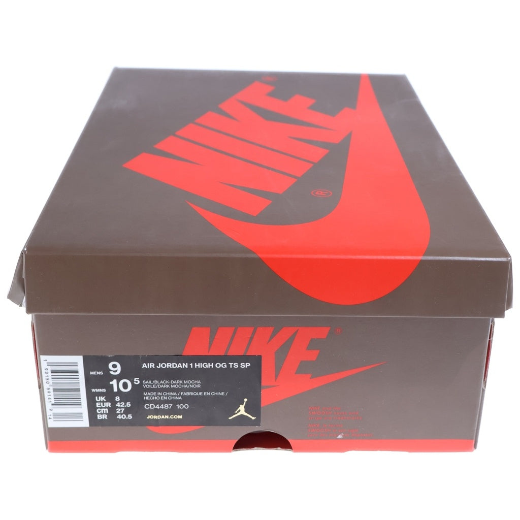 NIKE(ナイキ) ×Travis Scott Air Jordan 1 Retro High Sail/Dark Mocha CD4487-100 ×トラヴィススコット エアジョーダン1 レトロ ハイ OG TS SP ハイカットスニーカー US9/27.0cm