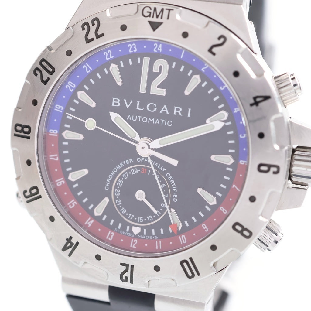 BVLGARI(ブルガリ) ディアゴノ GMT 黒文字盤 SS×ラバー/AT