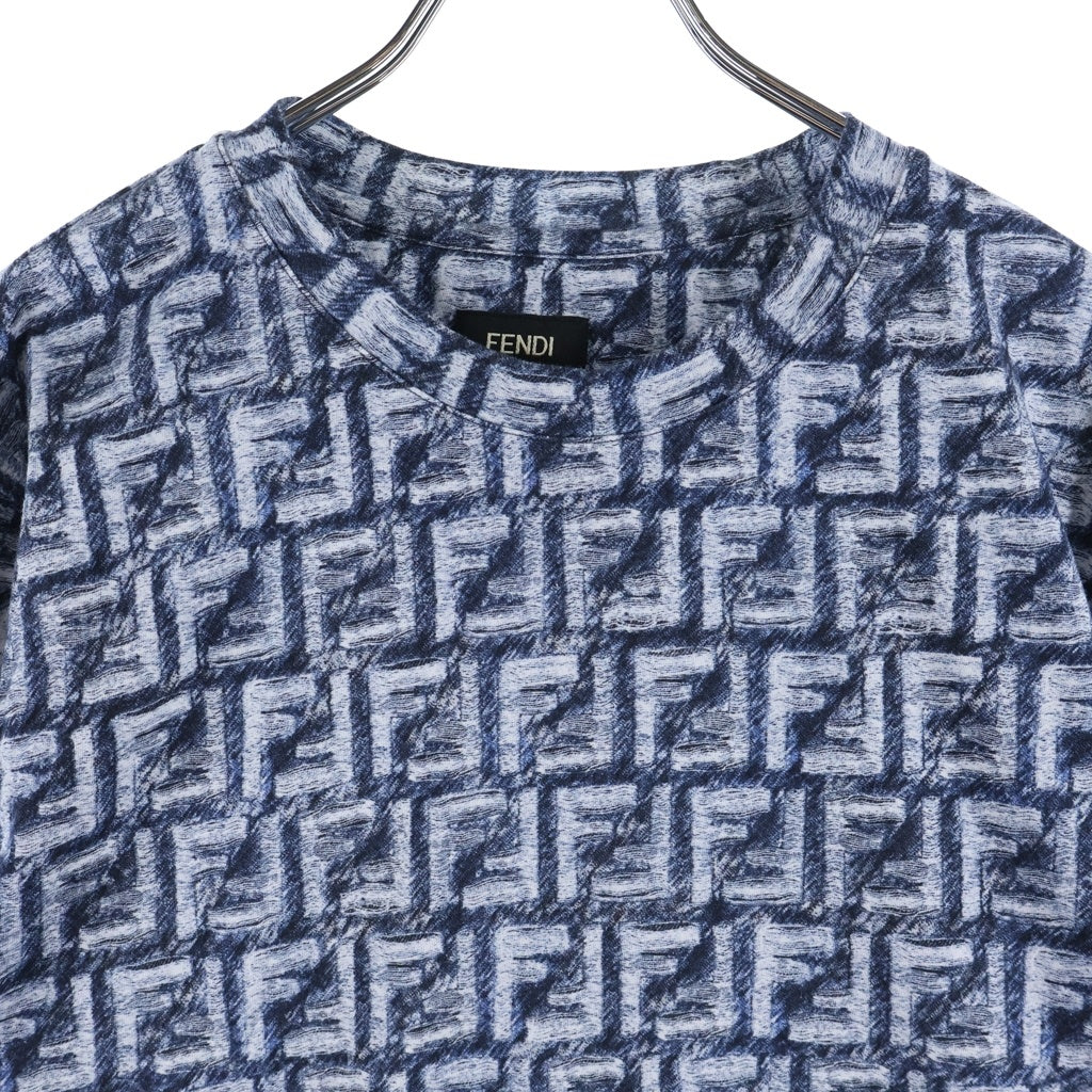 FENDI(フェンディ) 24SS FFコットン ズッカ クルーネック Tシャツ ネイビー FY0936 AR79
