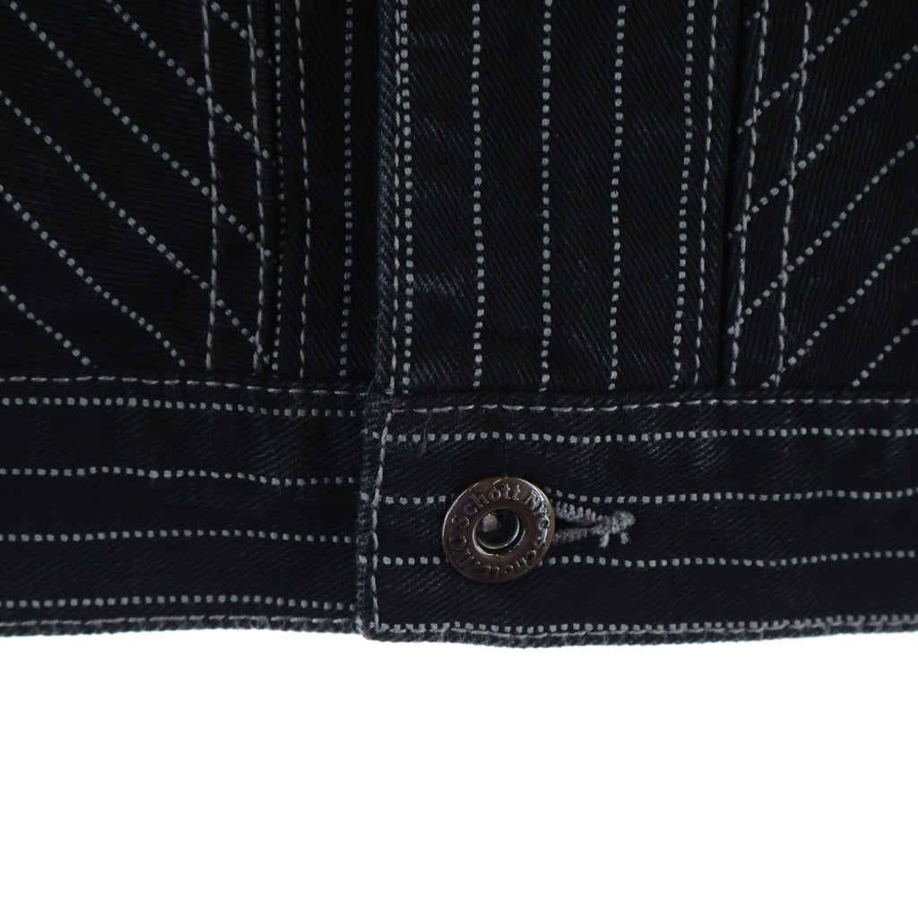 SCHOTT(ショット) OLD HICKORY DENIM VEST オールドヒッコリー デニムベスト ストライプ インディゴ ブラック 782-5957001