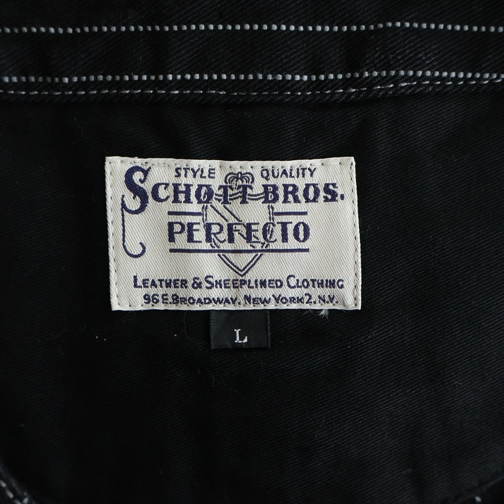 SCHOTT(ショット) OLD HICKORY DENIM VEST オールドヒッコリー デニムベスト ストライプ インディゴ ブラック 782-5957001