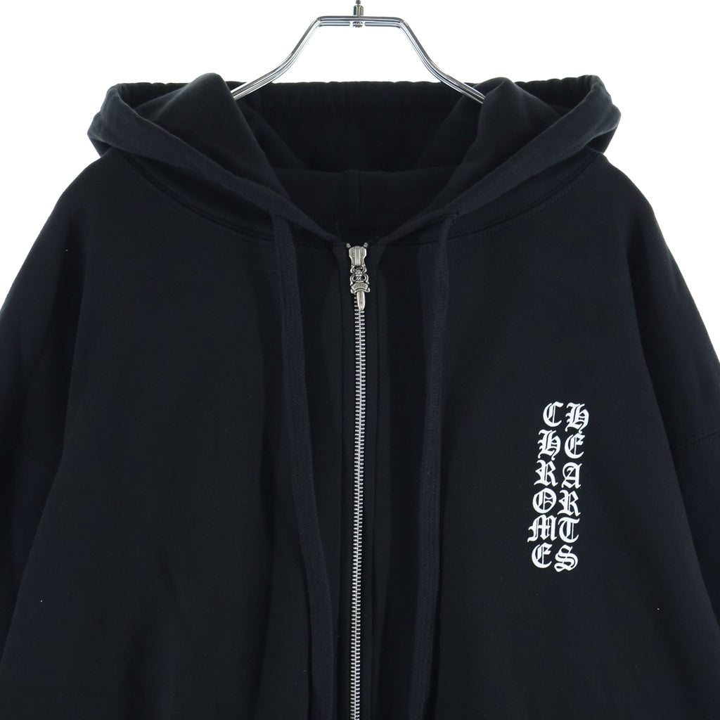 CHROME HEARTS(クロムハーツ) SWTSHRT HD ZIP アームロゴプリントジップアップパーカー ブラック