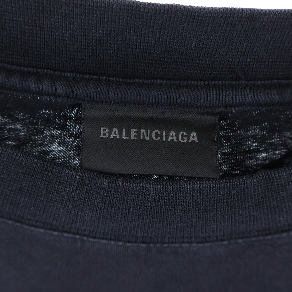 BALENCIAGA(バレンシアガ) フロントロゴ刺繍 半袖Tシャツ クルーネック ブラック 850403 TTV08