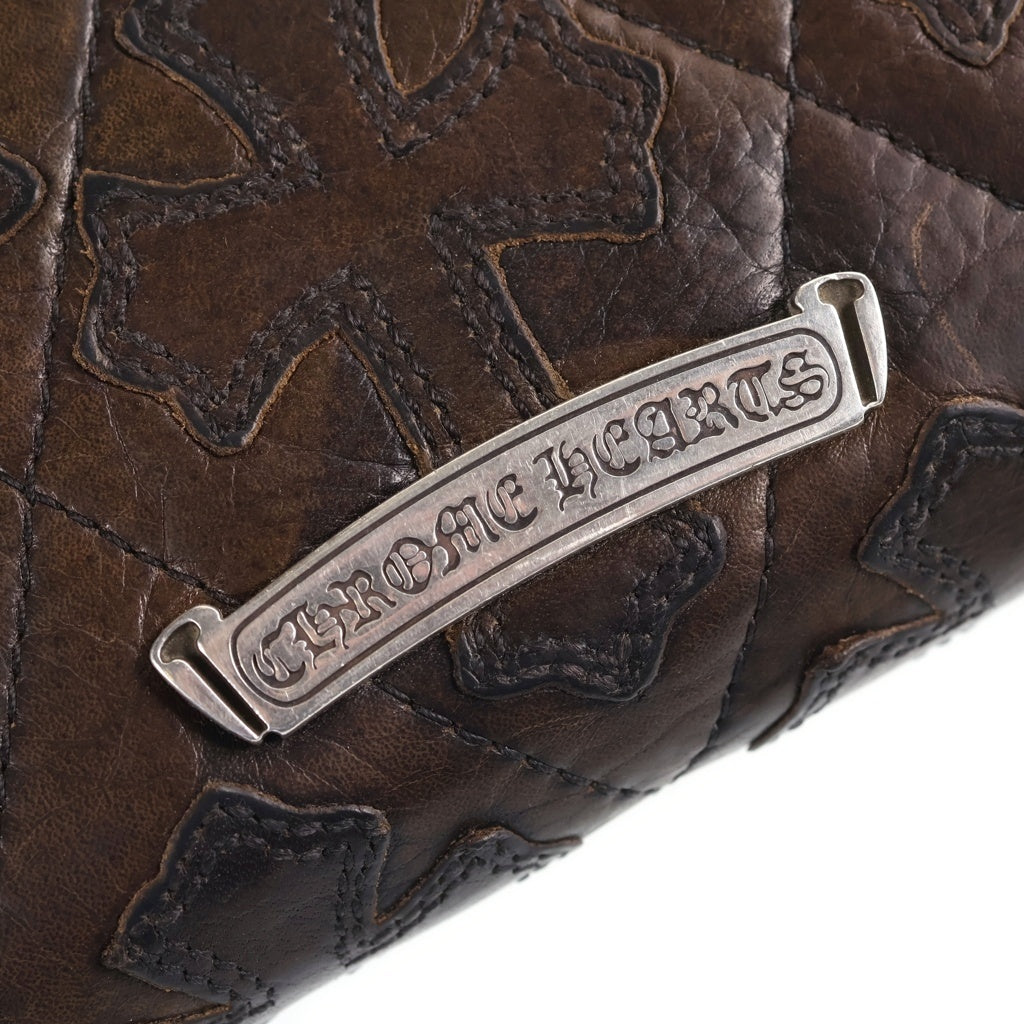CHROME HEARTS(クロムハーツ) REC F ZIP セメタリークロスパッチ カモフラージュ 迷彩 キルティング ダガージップ レザーウォレット 長財布 カーキ