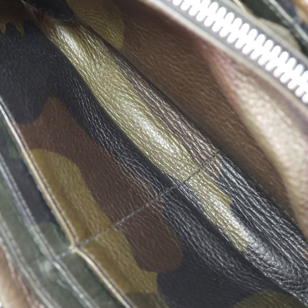CHROME HEARTS(クロムハーツ) REC F ZIP セメタリークロスパッチ カモフラージュ 迷彩 キルティング ダガージップ レザーウォレット 長財布 カーキ