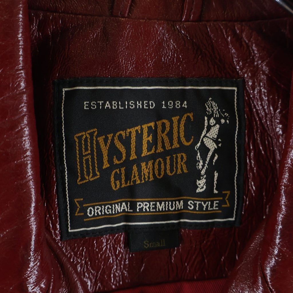 HYSTERIC GLAMOUR(ヒステリックグラマー) エナメルレザー ライダースジャケット レッド レディース 01183LB01