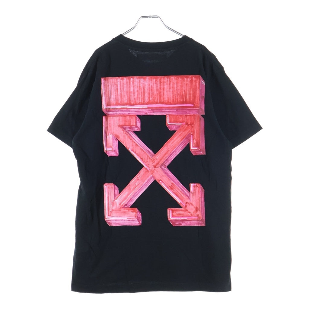 OFF-WHITE(オフホワイト) 20AW バックプリント 半袖Tシャツ カットソー ブラック×ピンク OMAA027E20JER005