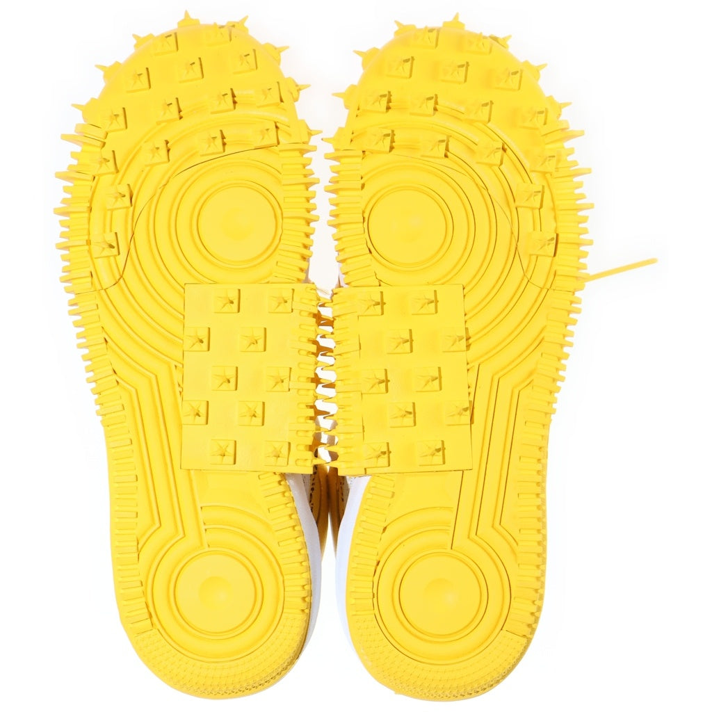 NIKE(ナイキ) ×OFF-WHITE AIR FORCE 1 MID SP LTHR オフホワイト エアフォース1 ミッドカットスニーカー ホワイト/イエロー US9.5/27.5cm DR0500-101