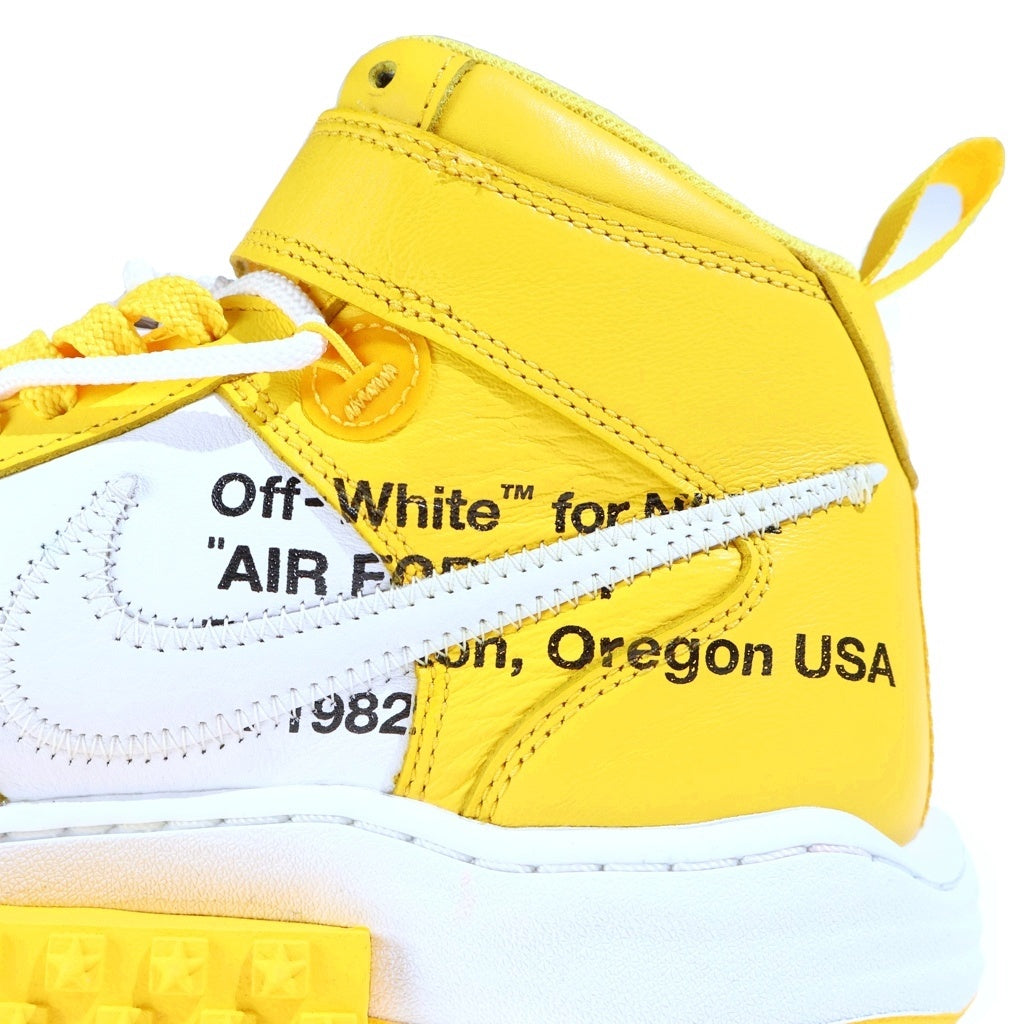 NIKE(ナイキ) ×OFF-WHITE AIR FORCE 1 MID SP LTHR オフホワイト エアフォース1 ミッドカットスニーカー ホワイト/イエロー US9.5/27.5cm DR0500-101