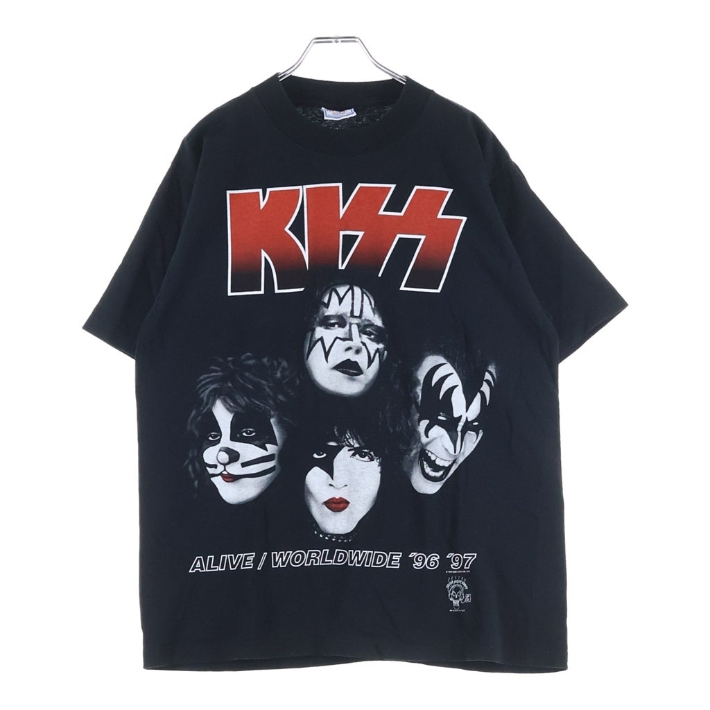 VINTAGE(ヴィンテージ) 90S KISS ALIVE/WORLDWIDE '96'97 キッス プリント 半袖シャツ クルーネック カットソー ブラック