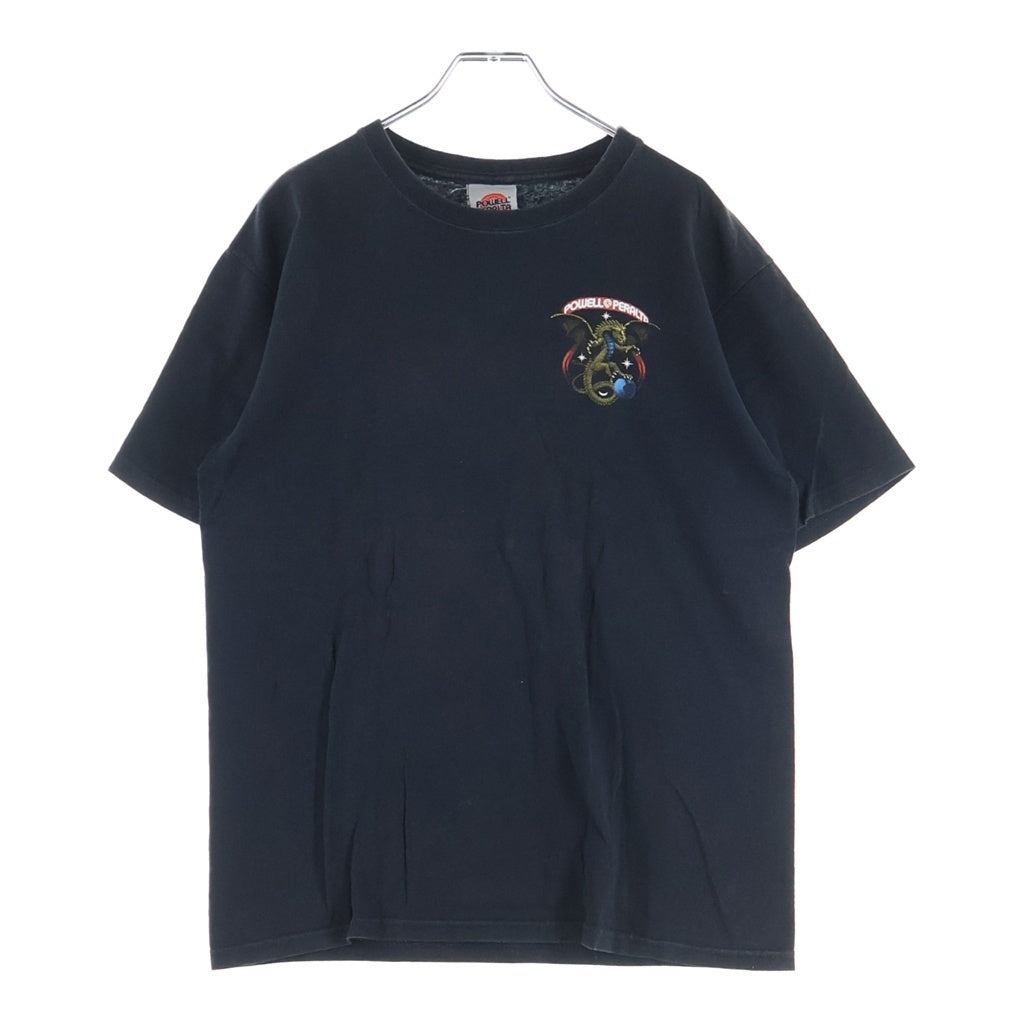 VINTAGE(ヴィンテージ) 00s POWELL PERALTA ロゴ ドラゴンプリント パラエルペラルタ 半袖シャツ クルーネック カットソー 半袖カットソーTシャツ ブラック