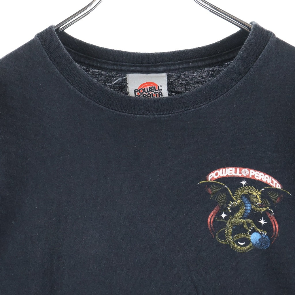 VINTAGE(ヴィンテージ) 00s POWELL PERALTA ロゴ ドラゴンプリント パラエルペラルタ 半袖シャツ クルーネック カットソー 半袖カットソーTシャツ ブラック