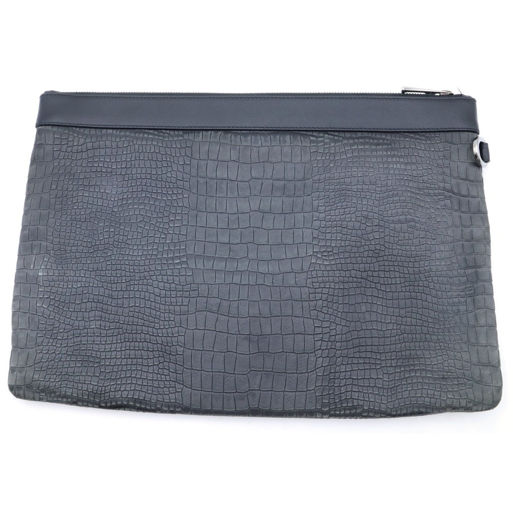 JIMMY CHOO(ジミーチュウ) クロコ型押し レザー クラッチバッグ ブラック