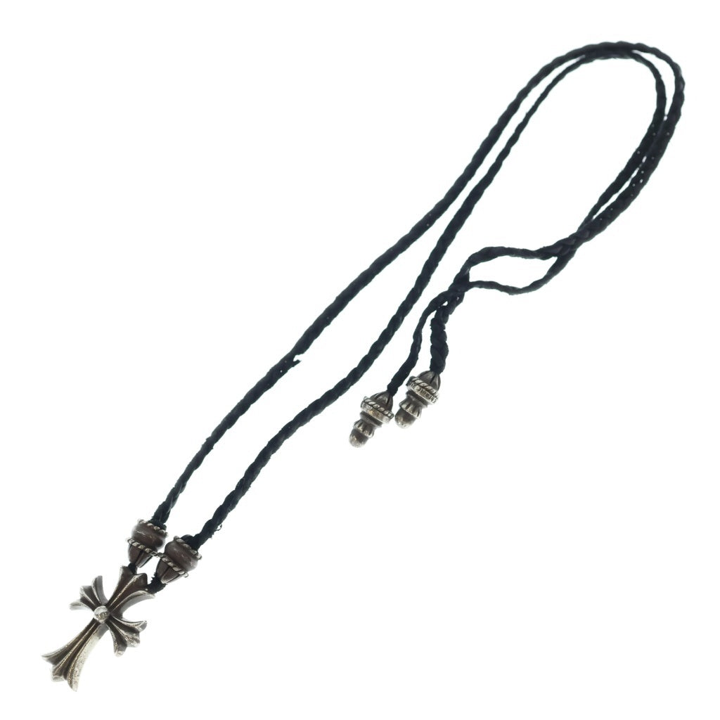 CHROME HEARTS(クロムハーツ) CH CRS SML CL スモールCHクロス クリンプト レザーブレイド ネックレス シルバー/ブラック BCA217