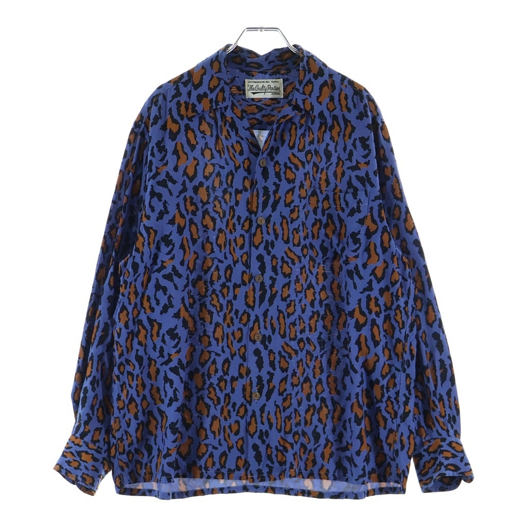 WACKO MARIA(ワコマリア) LEOPARD HAWAIIAN SHIRT レオパード ハワイアン レーヨン 長袖シャツ ブルー/ブラウン
