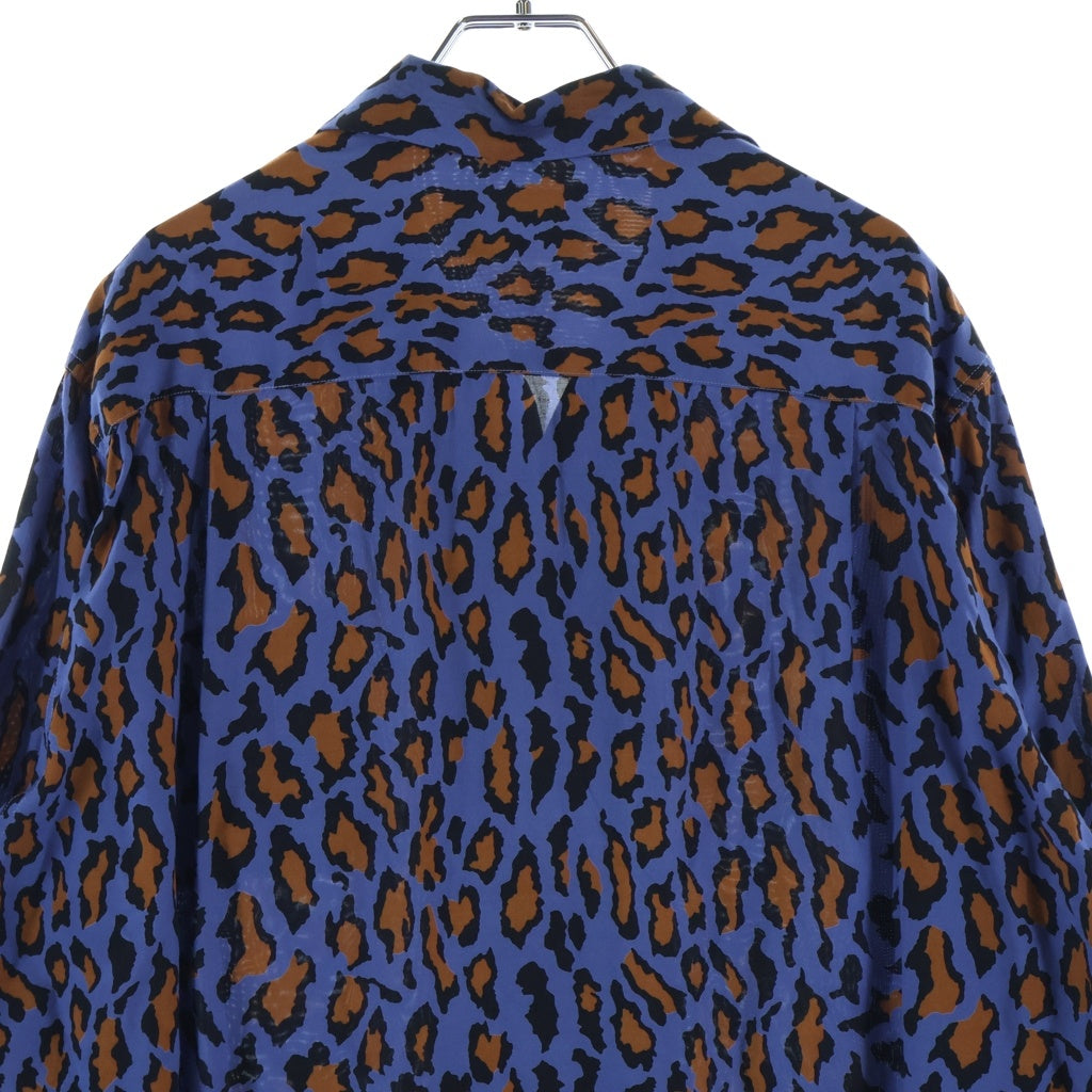 WACKO MARIA(ワコマリア) LEOPARD HAWAIIAN SHIRT レオパード ハワイアン レーヨン 長袖シャツ ブルー/ブラウン