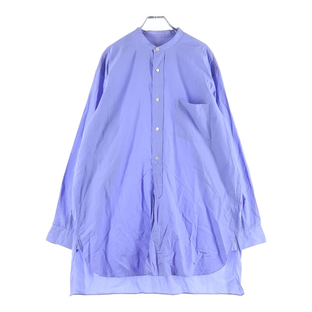 COMOLI(コモリ) 22SS バンドカラー シャツ 長袖 ブルー V01-02002