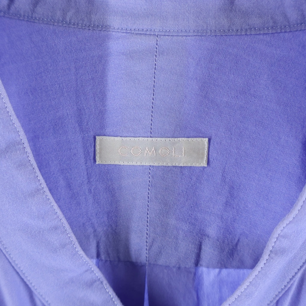 COMOLI(コモリ) 22SS バンドカラー シャツ 長袖 ブルー V01-02002