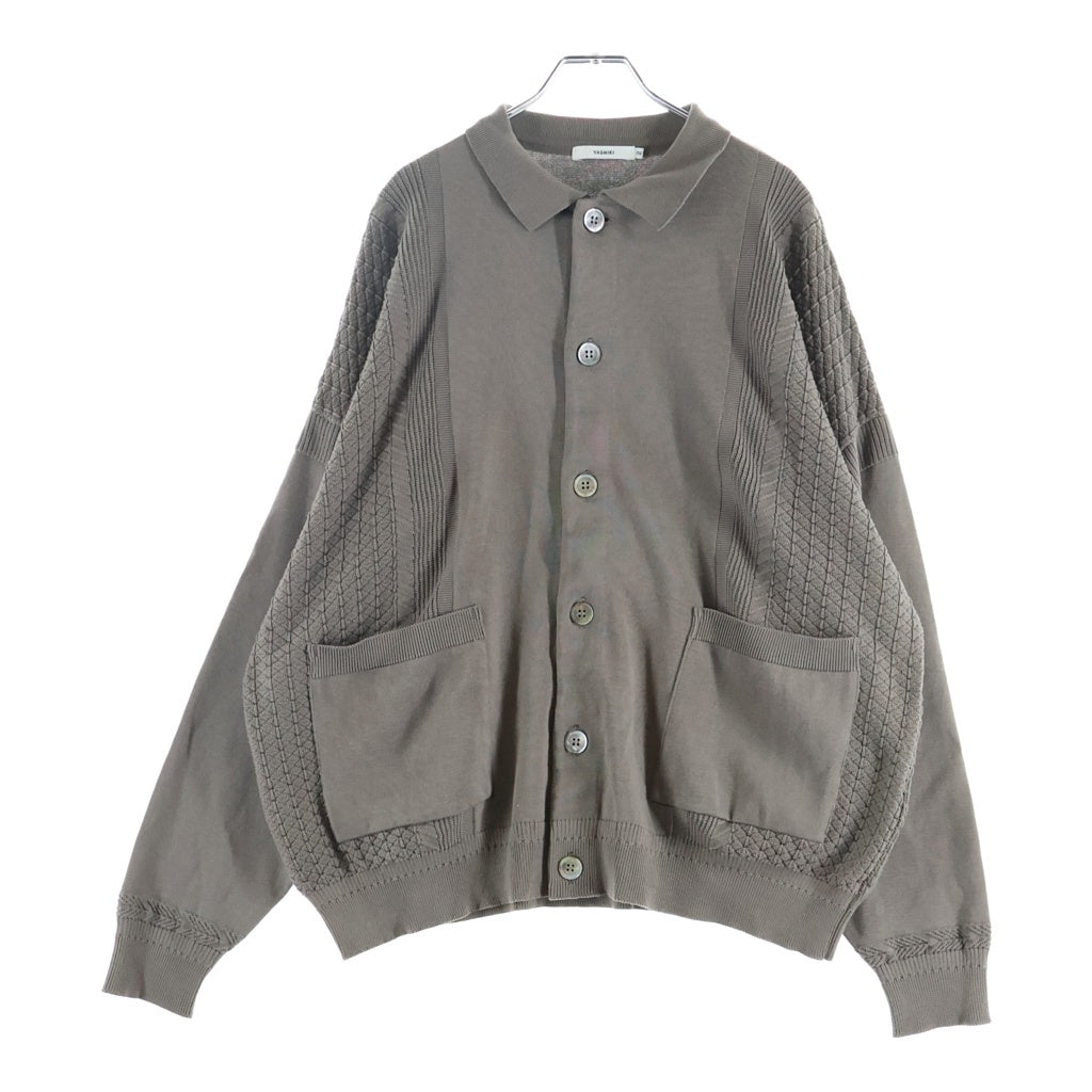 YASHIKI(ヤシキ) 23SS Hanaakari Collar Cardigan ハナアカリ カラー カーディガン フロントボタン ベージュ YSK-23SS-KN03