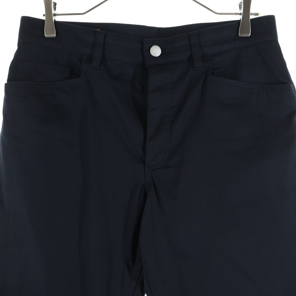 HERMES(エルメス) セリエボタン レザーパッチ ボタンフライ ストレッチストレートパンツ ブラック