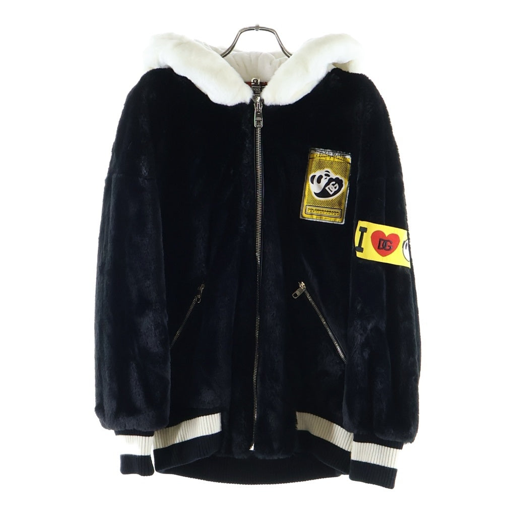 DOLCE & GABBANA(ドルチェアンドガッバーナ) ×呪術廻戦 Panda Fur Blouson Jacket パンダ フェイクファー ボンバー ジャケット ブラック/ホワイト I9AGLZ G7D