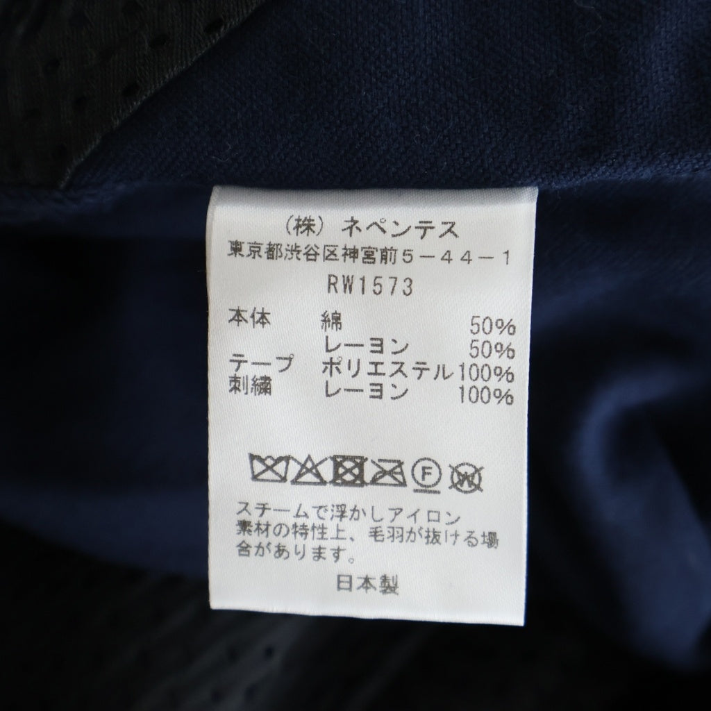 Needles(ニードルス) 26SS パピヨン刺繍 トレートパンツ ベロア ブルー