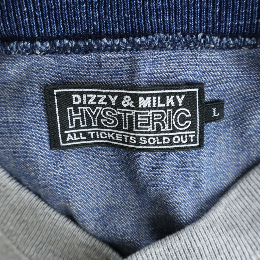 HYSTERIC GLAMOUR(ヒステリックグラマー) SHE DEVIL シーデヴィル リメイクヘンリーネック スウェット グレー/インディゴ 02223AH04