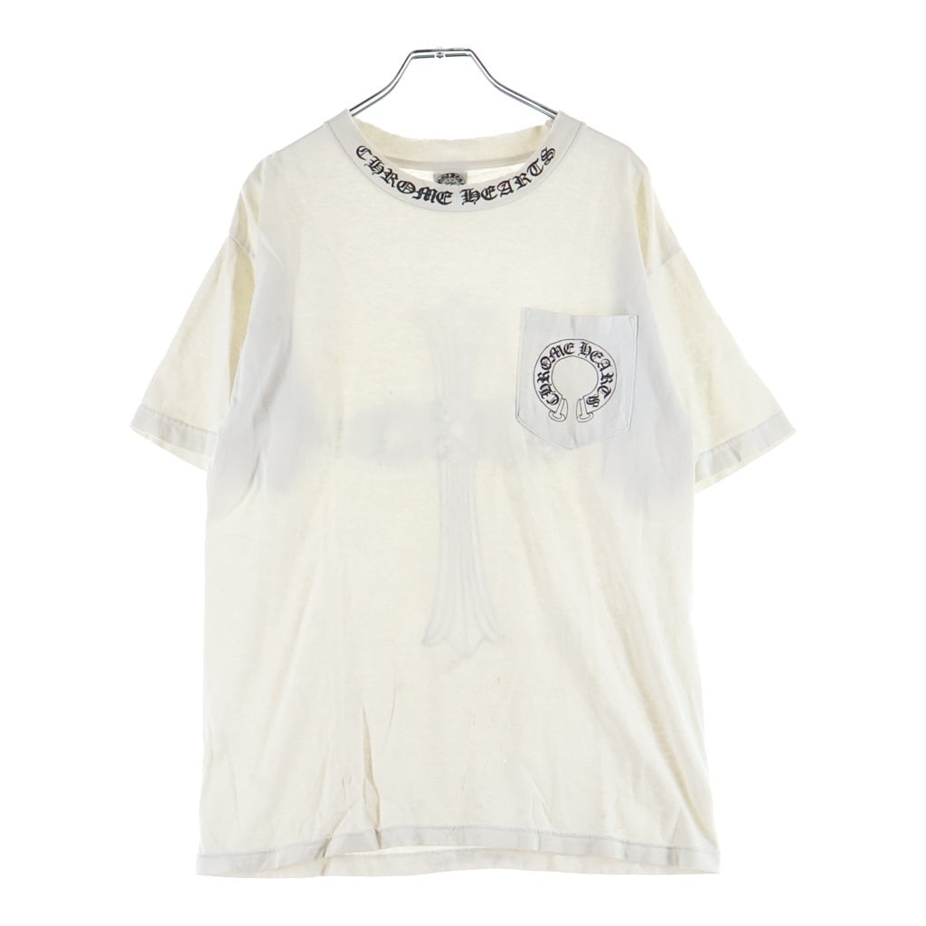 CHROME HEARTS(クロムハーツ) OLD FLORAL T-SHIRT オールド バックフローラルクロス ネックロゴ半袖Tシャツ ホワイト