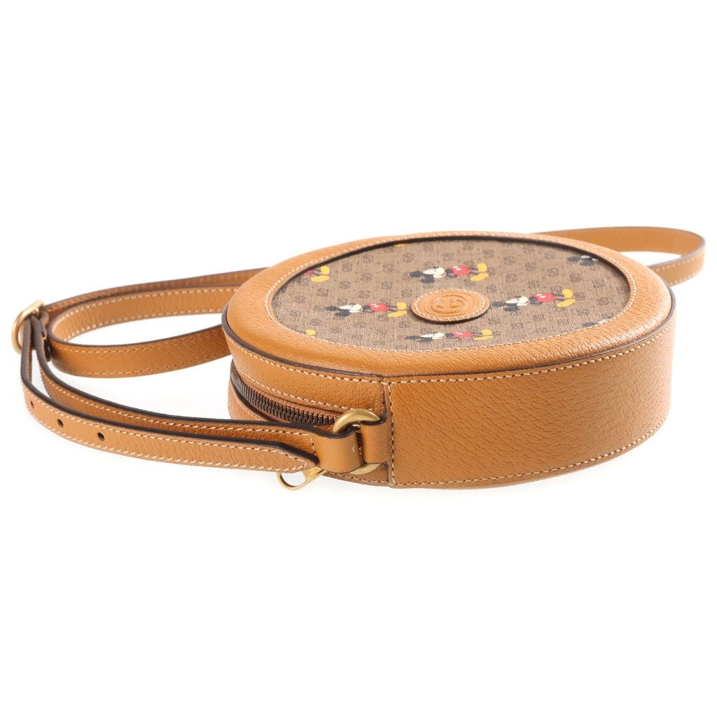 GUCCI(グッチ) × Disney ディズニー マイクロ GGスプリーム ミッキーマウス ラウンドショルダーバッグ ブラウン 603938 213317 レディース