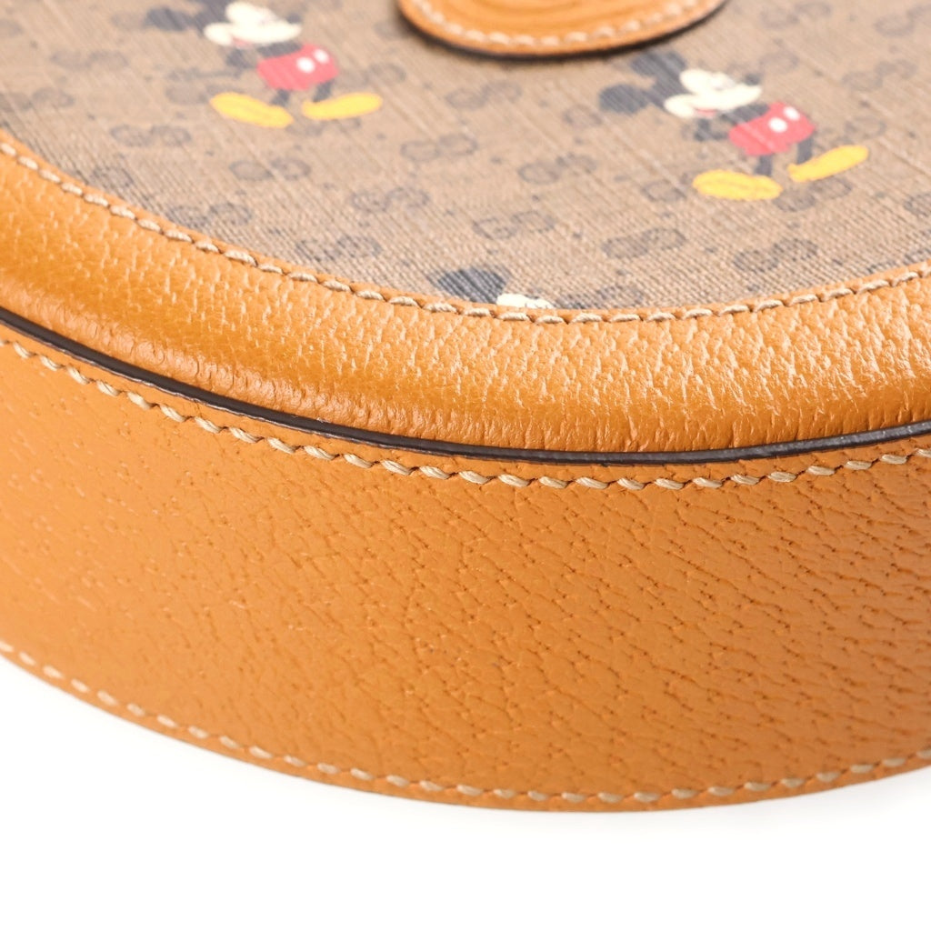GUCCI(グッチ) × Disney ディズニー マイクロ GGスプリーム ミッキーマウス ラウンドショルダーバッグ ブラウン 603938 213317 レディース